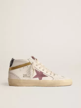 Mid Star con estrella de ante rosa y detalle metálico dorado en piel