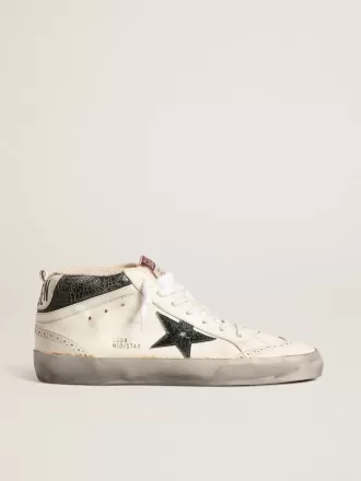 Mid Star con estrella de piel metalizada verde y destello blanco