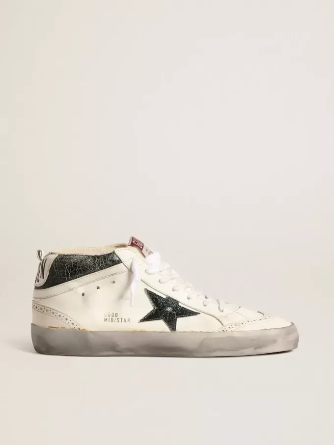 Mid Star con estrella de piel metalizada verde y destello blanco Mid Star con estrella de piel metalizada verde y destello blanco