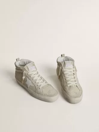 Mid Star en ante gris claro con estrella de cuero blanco