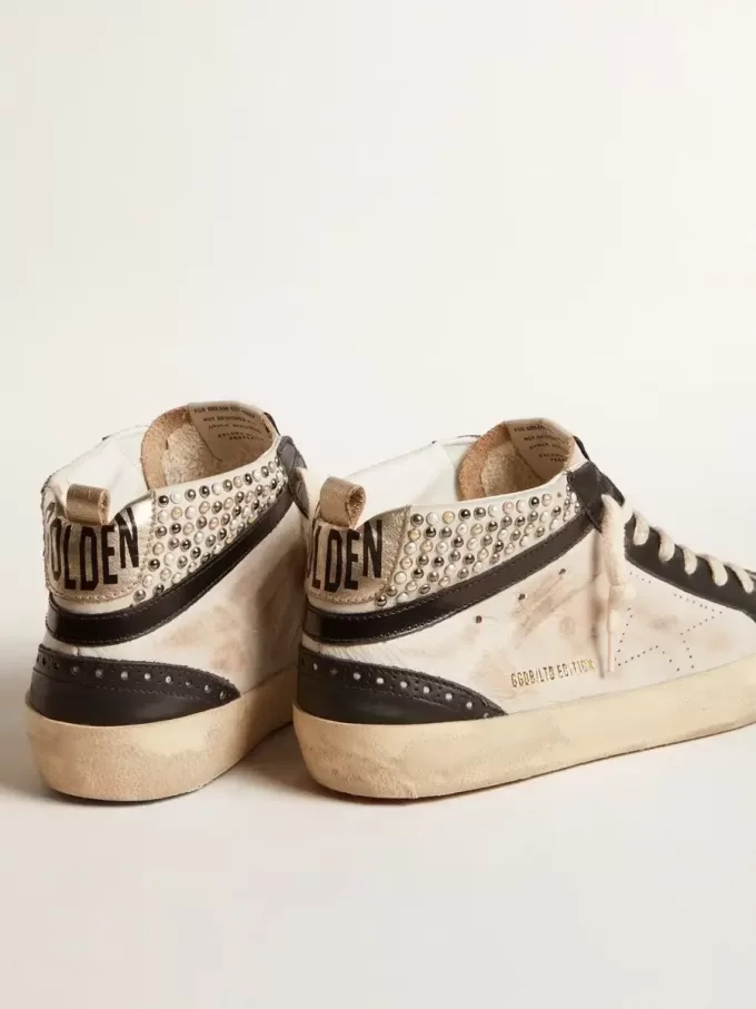 Mid Star LTD para hombre en piel negra y blanca con perlas y estrella perforada Mid Star LTD para hombre en piel negra y blanca con perlas y estrella perforada