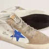 Mid Star para hombre con estrella de cuero azul e inserciones de ante gris paloma Mid Star para hombre con estrella de cuero azul e inserciones de ante gris paloma
