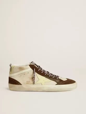 Mid Star para hombre en beige brillante con estrella de ante amarillo y detalle de algodón