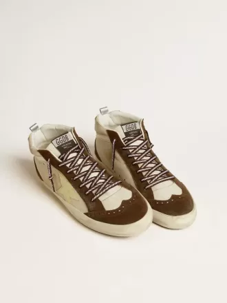 Mid Star para hombre en beige brillante con estrella de ante amarillo y detalle de algodón