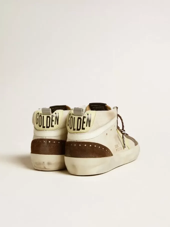 Mid Star para hombre en beige brillante con estrella de ante amarillo y detalle de algodón Mid Star para hombre en beige brillante con estrella de ante amarillo y detalle de algodón