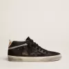 Mid Star para hombre en nubuck con estrella de cuero negro y detalle plateado