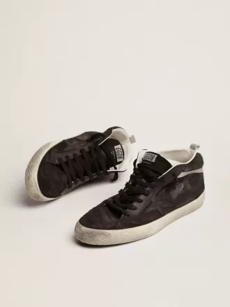 Mid Star para hombre en nubuck con estrella de cuero negro y detalle plateado Mid Star para hombre en nubuck con estrella de cuero negro y detalle plateado
