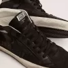 Mid Star para hombre en nubuck con estrella de cuero negro y detalle plateado