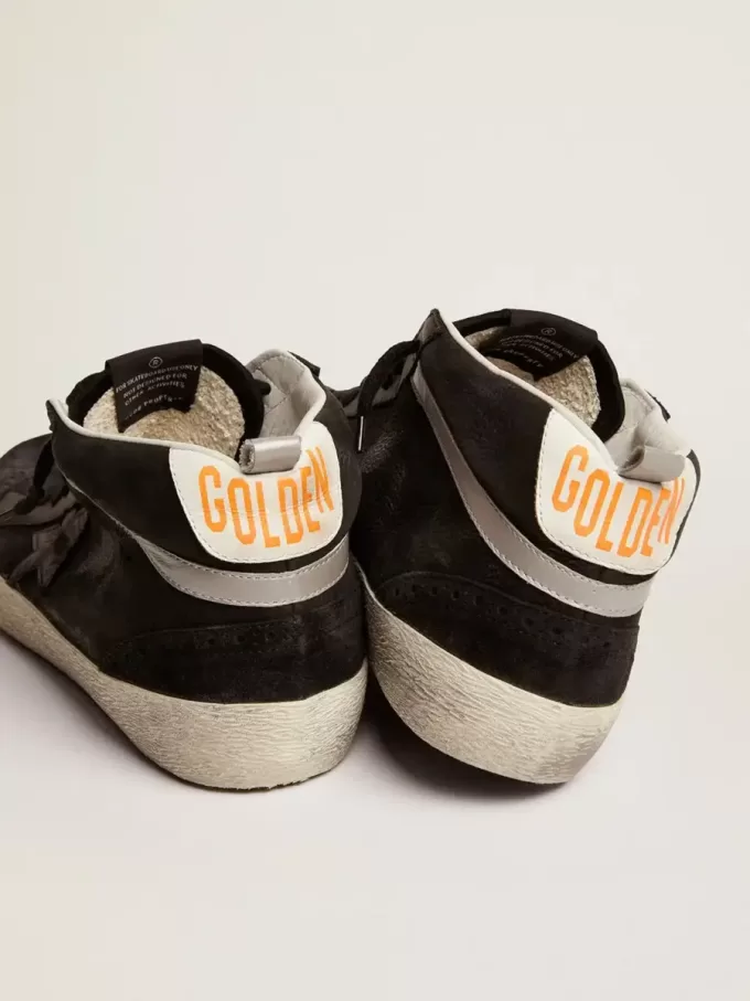 Mid Star para hombre en nubuck con estrella de cuero negro y detalle plateado