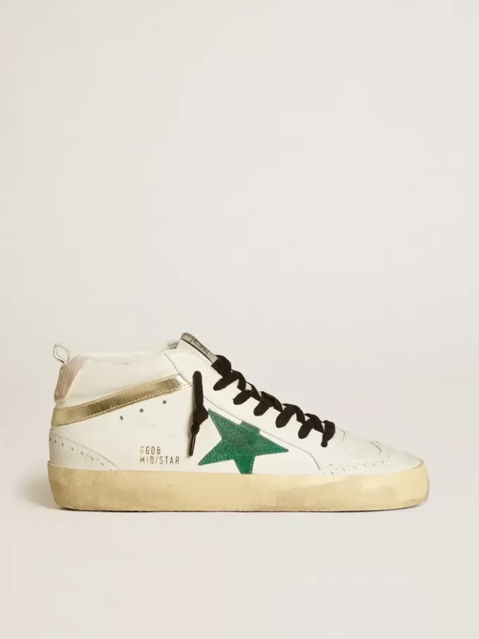 Mid Star para mujer con estrella de ante verde y lengüeta del talón de ante rosa Mid Star para mujer con estrella de ante verde y lengüeta del talón de ante rosa