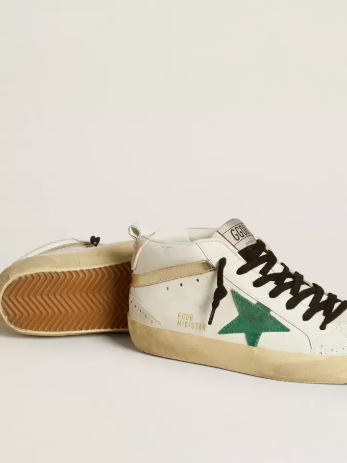 Mid Star para mujer con estrella de ante verde y lengüeta del talón de ante rosa Mid Star para mujer con estrella de ante verde y lengüeta del talón de ante rosa
