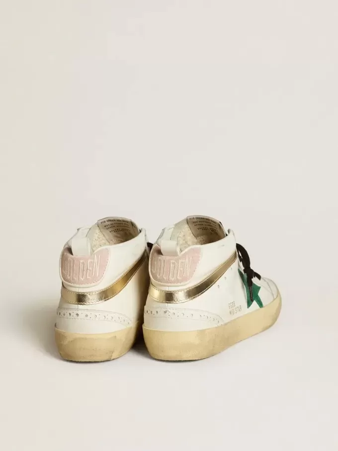 Mid Star para mujer con estrella de ante verde y lengüeta del talón de ante rosa Mid Star para mujer con estrella de ante verde y lengüeta del talón de ante rosa