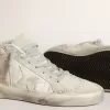Mid-Star para mujer con estrella de piel blanca e inserciones de ante gris Mid-Star para mujer con estrella de piel blanca e inserciones de ante gris