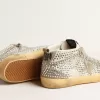 Mid Star para mujer en ante blanco y gris paloma con cristales Swarovski Mid Star para mujer en ante blanco y gris paloma con cristales Swarovski
