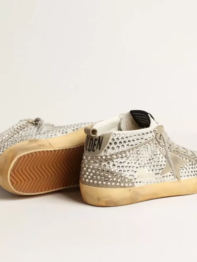 Mid Star para mujer en ante blanco y gris paloma con cristales Swarovski Mid Star para mujer en ante blanco y gris paloma con cristales Swarovski