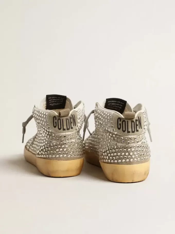 Mid Star para mujer en ante blanco y gris paloma con cristales Swarovski Mid Star para mujer en ante blanco y gris paloma con cristales Swarovski