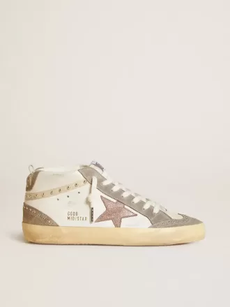 Mid Star para mujer en napa y ante con estrella de piel metalizada marrón claro.