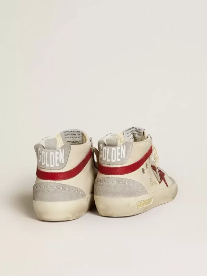 Mid Star para mujer en piel con estrella brillante y detalle en nubuck rojo Mid Star para mujer en piel con estrella brillante y detalle en nubuck rojo
