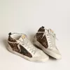 Mid Star para mujer en piel de potro con estampado de leopardo y estrella negra Mid Star para mujer en piel de potro con estampado de leopardo y estrella negra