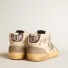 Mid Star para mujer en piel napa con bordado floral y estrella plateada brillante