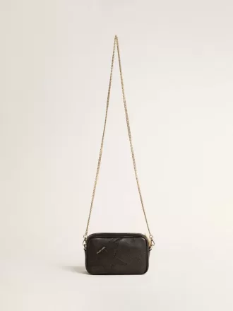 Mini bolso Star en piel negra con estrella tono sobre tono