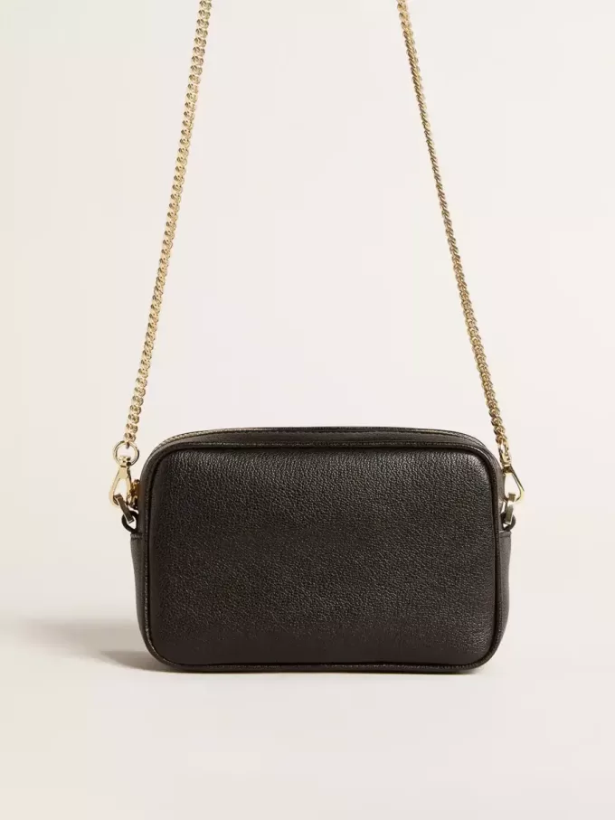 Mini bolso Star en piel negra con estrella tono sobre tono Mini bolso Star en piel negra con estrella tono sobre tono