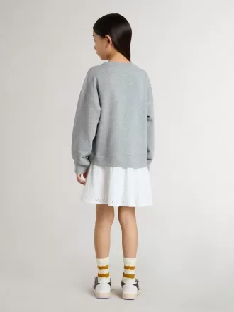 Mini vestido gris y blanco para niña