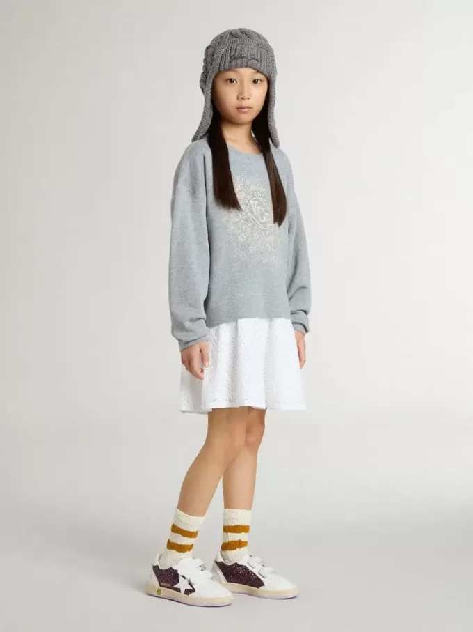 Mini vestido gris y blanco para niña Mini vestido gris y blanco para niña