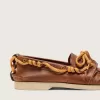Mocasines Cruise para hombre en piel color tabaco con cordones naranjas de montaña Mocasines Cruise para hombre en piel color tabaco con cordones naranjas de montaña