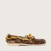 Mocasines Cruise para mujer en piel de potro con estampado de leopardo y cordones amarillos de senderismo