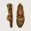 Mocasines Cruise para mujer en piel de potro con estampado de leopardo y cordones amarillos de senderismo