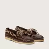 Mocasines Cruise para mujer en piel marrón oscuro brillante con cordones de senderismo gris paloma Mocasines Cruise para mujer en piel marrón oscuro brillante con cordones de senderismo gris paloma