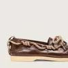 Mocasines Cruise para mujer en piel marrón oscuro brillante con cordones de senderismo gris paloma Mocasines Cruise para mujer en piel marrón oscuro brillante con cordones de senderismo gris paloma