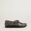 Mocasines Cruise Teen en piel negra con efecto desgastado