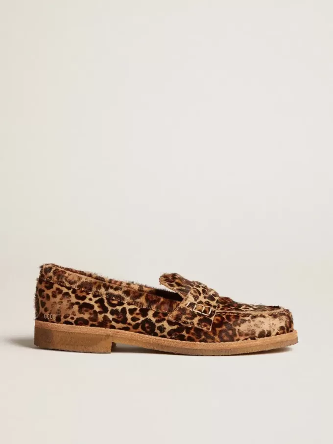 Mocasines Jerry para hombre en piel de potro con estampado de leopardo