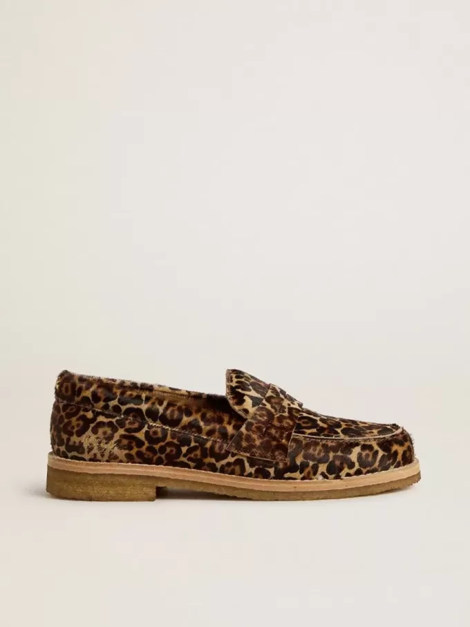 Mocasines Jerry para mujer en piel de potro con estampado de leopardo Mocasines Jerry para mujer en piel de potro con estampado de leopardo