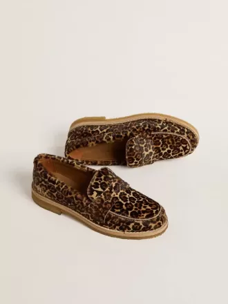Mocasines Jerry para mujer en piel de potro con estampado de leopardo