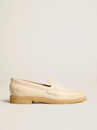 Mocasín Jerry en piel color blanco mantequilla