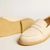 Mocasín Jerry en piel color blanco mantequilla