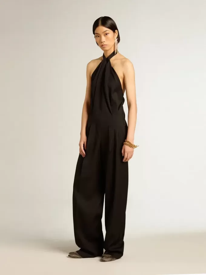 Mono de gabardina de lana negro Mono de gabardina de lana negro