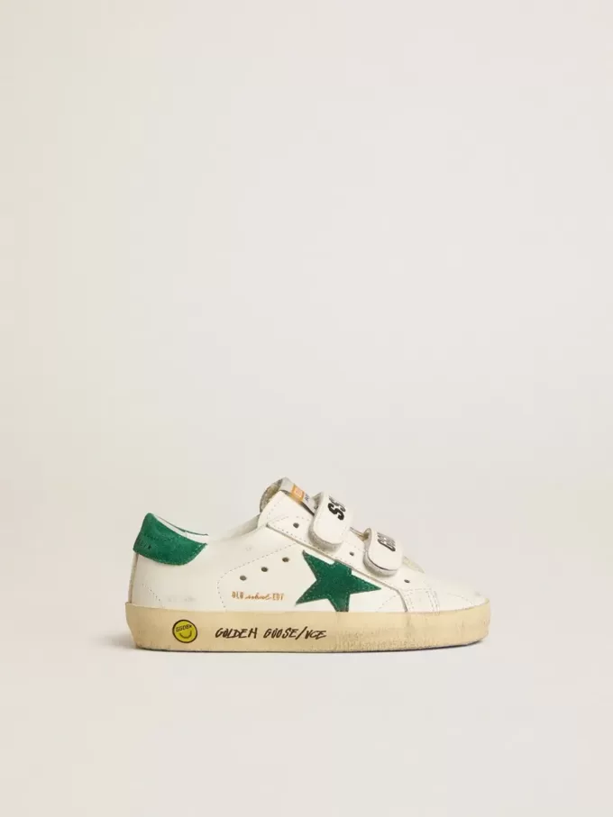 Old School Junior con estrella de ante verde y lengüeta en el talón
