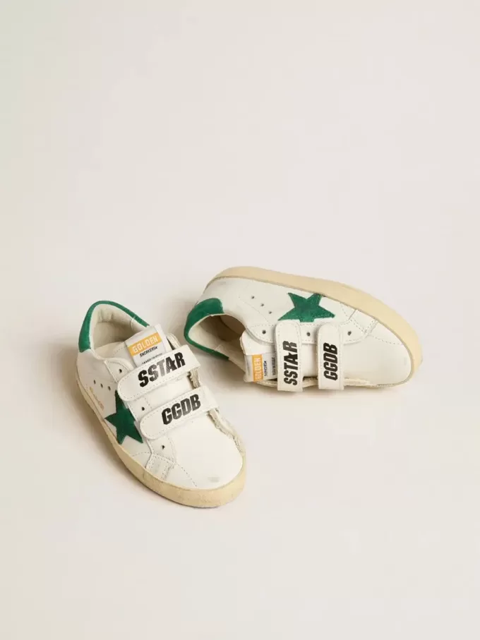 Old School Junior con estrella de ante verde y lengüeta en el talón