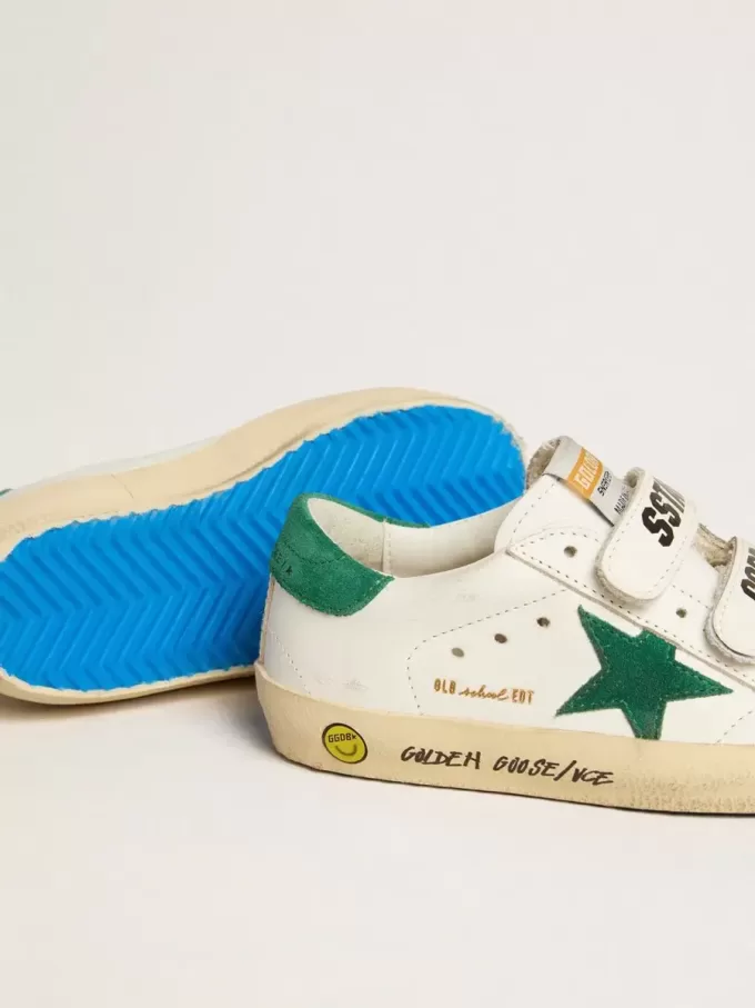 Old School Junior con estrella de ante verde y lengüeta en el talón
