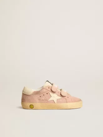 Old School Junior en ante rosa con estrella y lengüeta en el talón de piel color crema