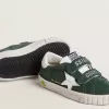 Old School Junior en ante verde con estrella y lengüeta en el talón de cuero blanco