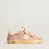 Old School Young en ante rosa con estrella y lengüeta en el talón de piel color crema Old School Young en ante rosa con estrella y lengüeta en el talón de piel color crema