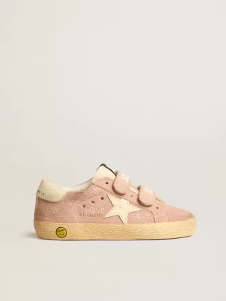 Old School Young en ante rosa con estrella y lengüeta en el talón de piel color crema