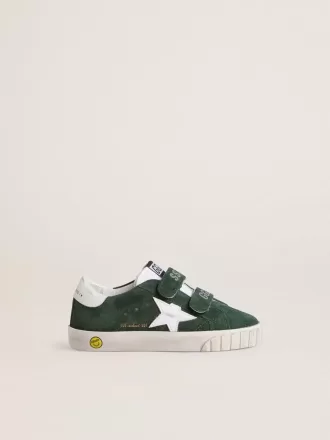 Old School Young en ante verde con estrella y lengüeta en el talón de cuero blanco