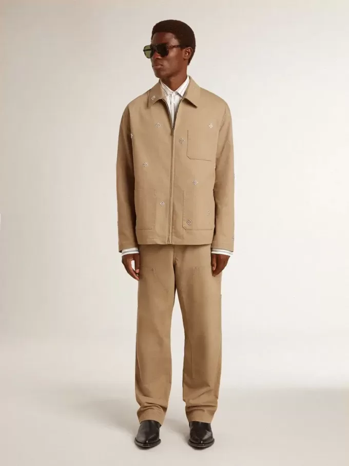 Pantalones beige para hombre con parches Pantalones beige para hombre con parches