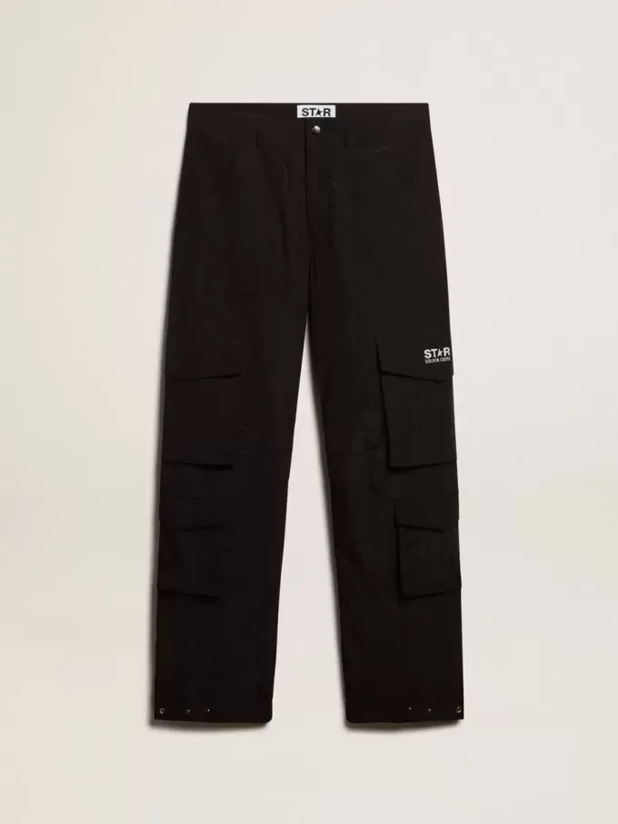 Pantalones cargo de nailon ripstop de color negro Pantalones cargo de nailon ripstop de color negro